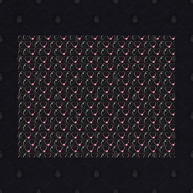 Love pattern pink and white with black background, isolate by Degiab